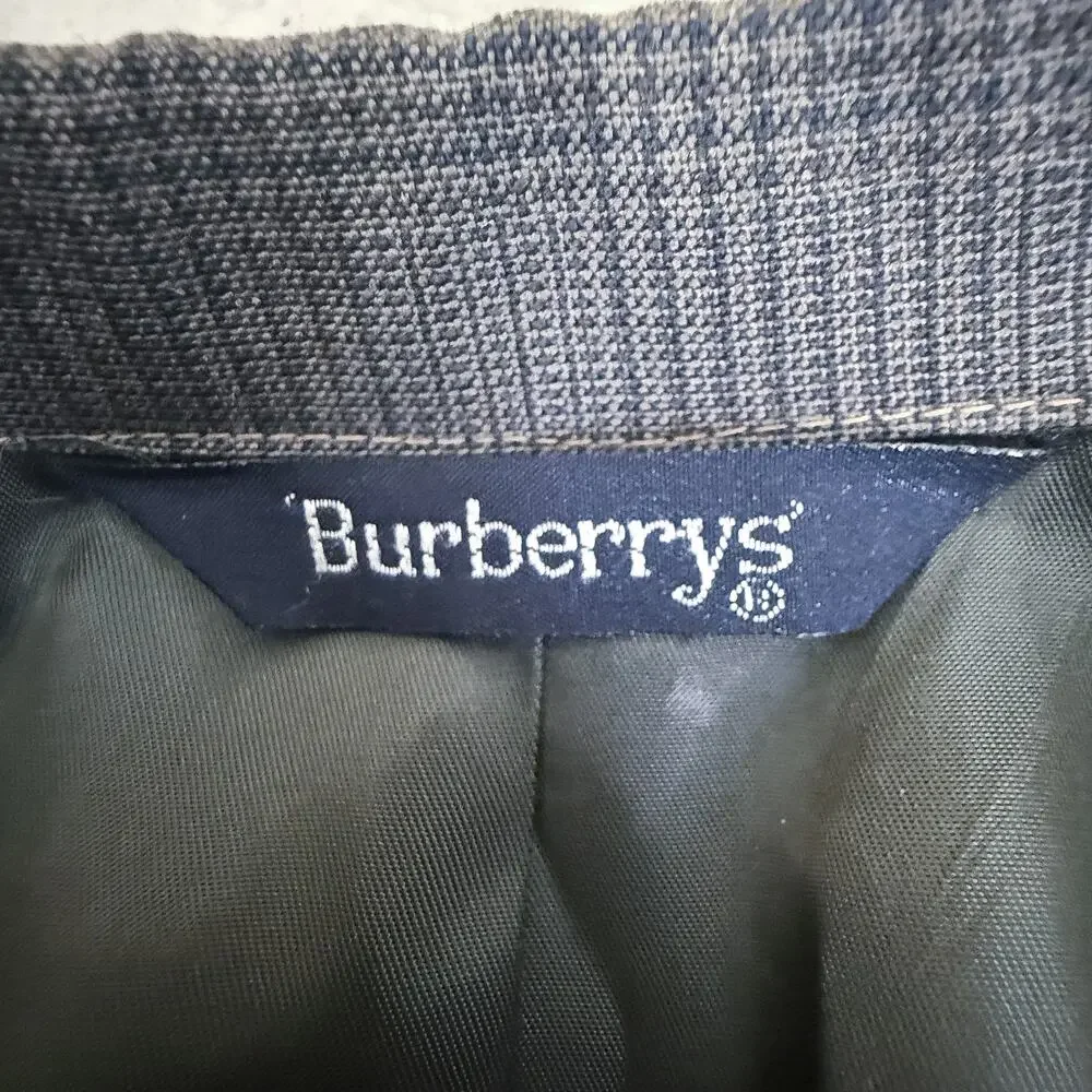Vintage Burberrys Wool Blazer Gray Check 2 Button USA Mens Sport Coat